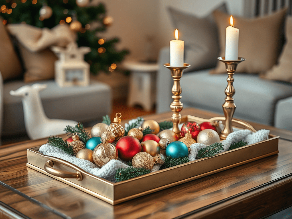 Συνθέσεις για όμορφα Χριστουγεννιάτικα τραπεζάκια στο&nbsp;σαλόνι!